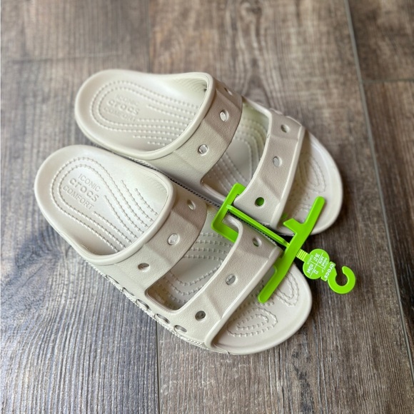 CROCS | Shoes | New Crocs Iconic Comfort Two Strap Slide Sandals Bone ...